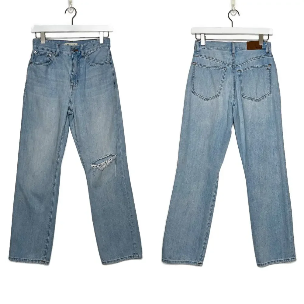 Madewell 90s Straight Crop Ripped Knee Jeans Womens 25 Fitzgerald